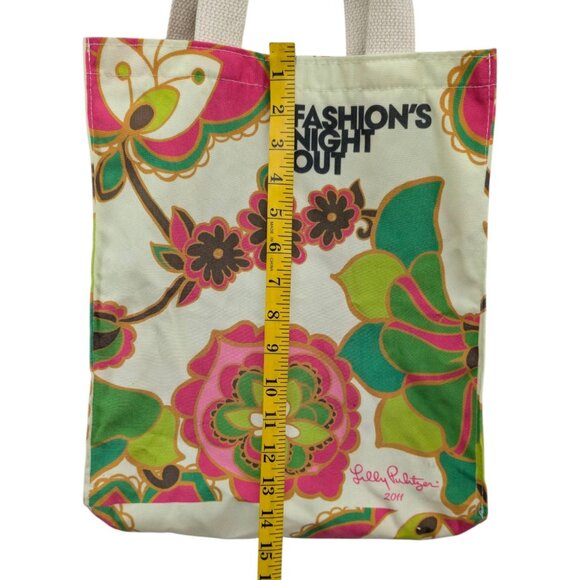 Lilly Pulitzer 2011 Fashions Night Out Tote Bag Multicolor Floral Canvas 11x14 - Picture 8 of 11